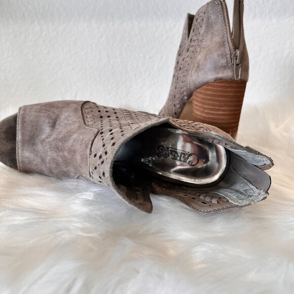 Carlos Santana "Libbie" Peep Toe Block Heel Botties Zip Back 7.5 - Picture 7 of 10